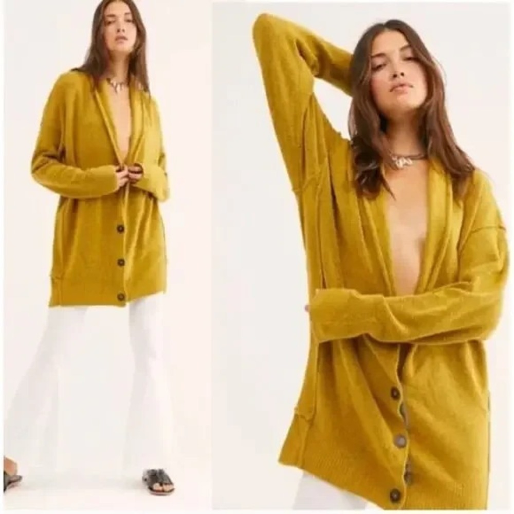 Free People Eucalyptus Knit Cardigan Sweater in Moss Womens M Oversized Boho